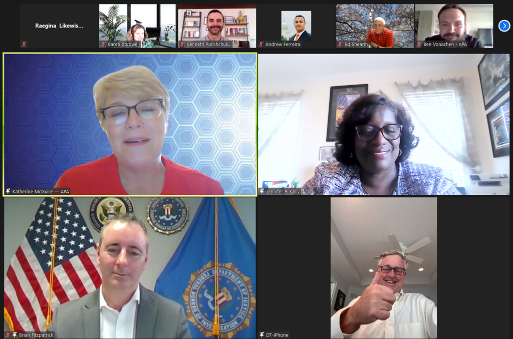 Katherine McGuire, Jennifer F. Kelly, Brian Fitzpatrick, David Trone, and others attending the virtual APASI 2021 Education Advocacy Summit
