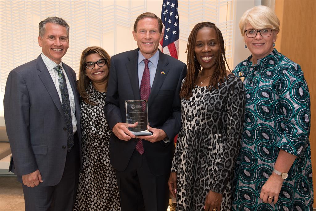 Senator Richard Blumenthal receiving the Congressional Champion Award