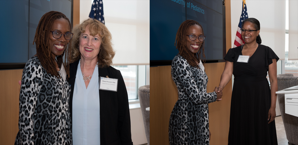 APA President Thema Bryant, PhD, presenting Presidential Citation Awards to Diane Prescott, PhD, and Brendesha Tynes, PhD