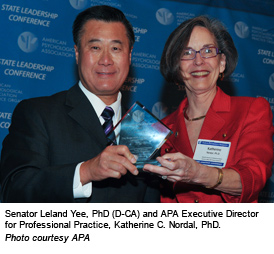 Senator Leland Yee, PhD (D-CA) and APA Executive Director for Professional Practice, Katherine C. Nordal, PhD