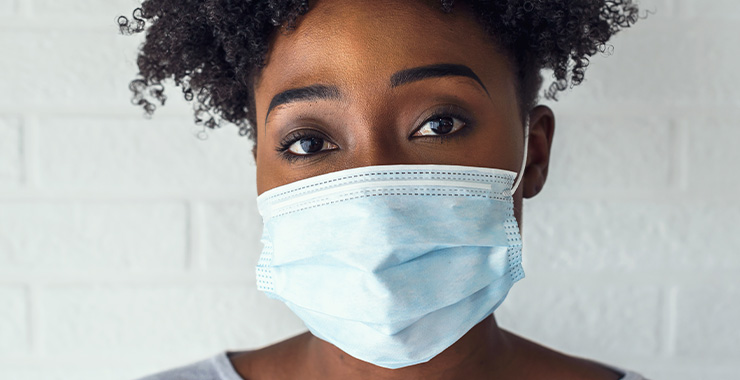 Woman in face mask
