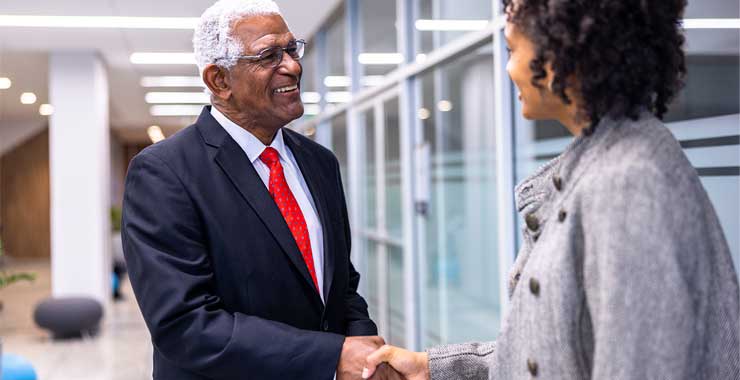 politician and constituent shaking hands