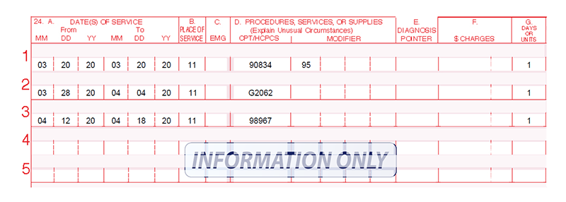 Example 1 of billing form code