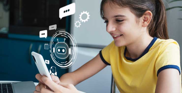 young girl using a smart phone