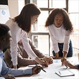 Employees in a work meeting