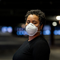 Woman wearing a medical face mask