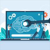 Vector illustration of flowchart and artificial intelligence