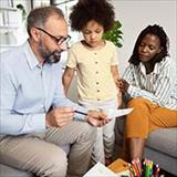 Mom and daughter meeting with psychologist
