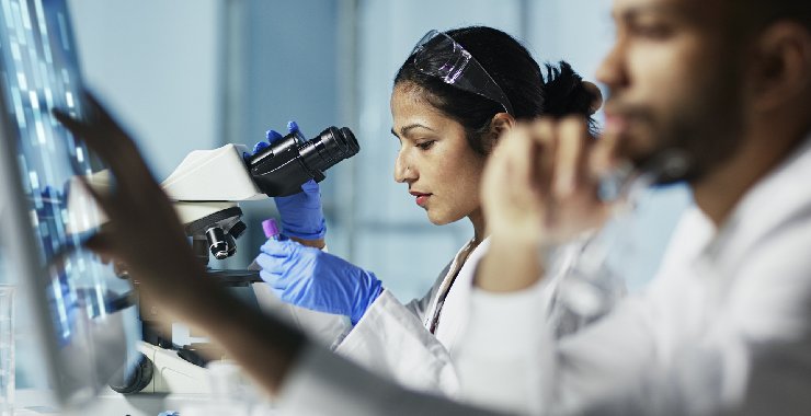 two lab technicians at work