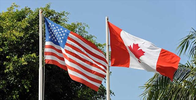 United States and Canada flags