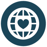 Globe with centered heart 