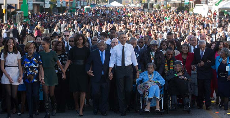 Former President Barack Obama and family and former U.S. Representative John Lewis joined thousands of Americans to honor the 50th Anniversary of the Marches from Selma to Montgomery