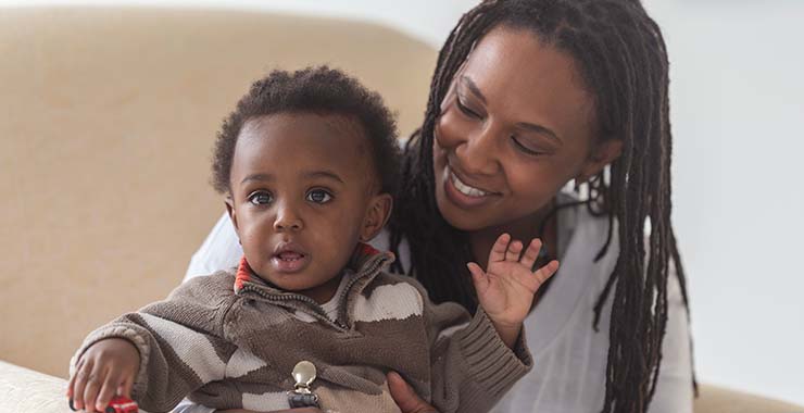 Black mom with her infant son