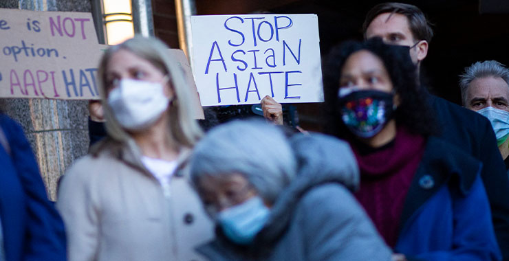 People protesting against Asian hate