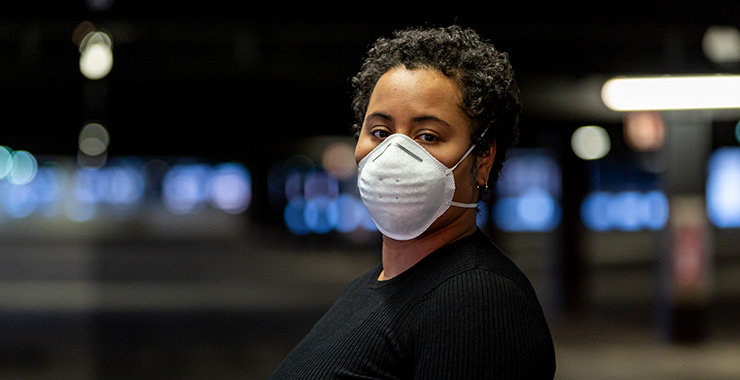 Woman wearing a medical face mask