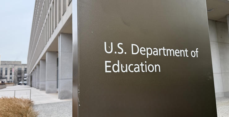 Sign outside the U.S. Department of Education headquarters building in Washington, D.C.