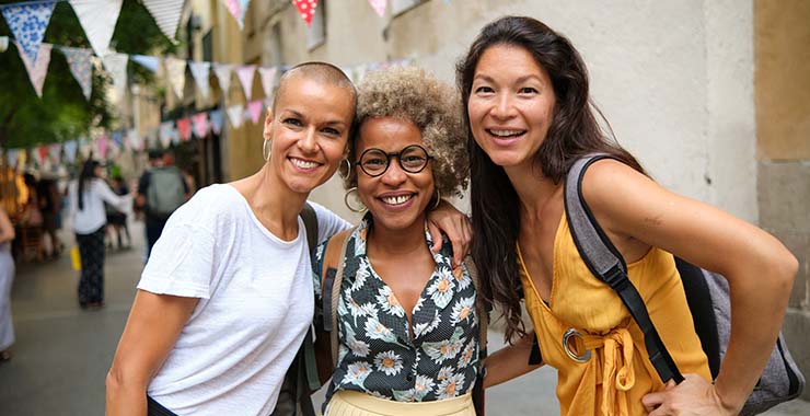 Three exuberant women