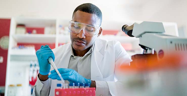Scientist working in lab