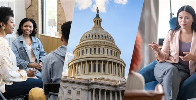 Collage of U.S. Capitol and psychologists
