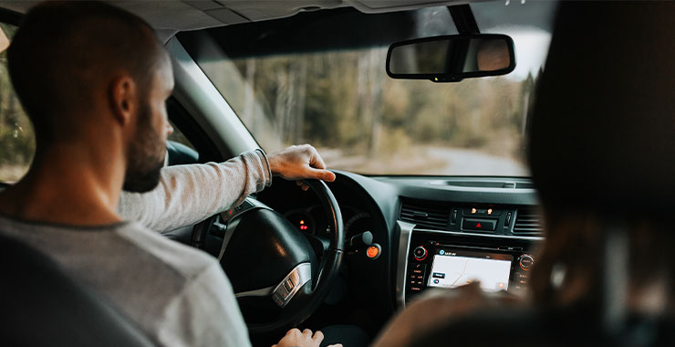 Close up shot of person driving
