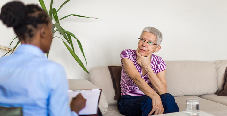 Elderly woman with health provider