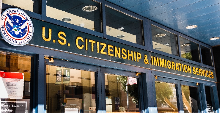 The entrance to an office of the U.S. Citizenship and Immigration Service