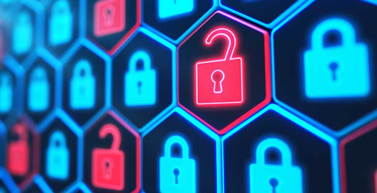 A digital screen with padlock icons