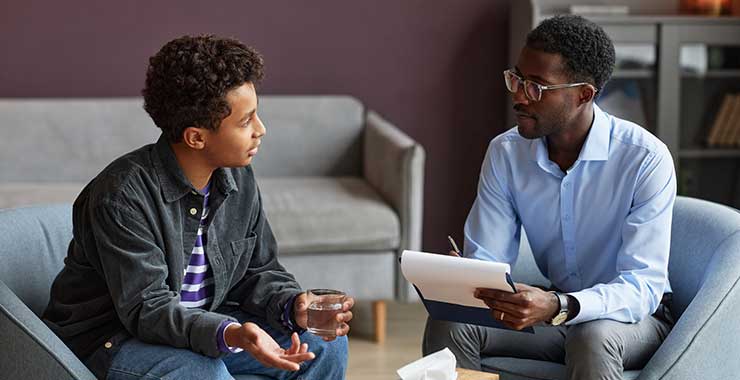 Psychologist meeting with client