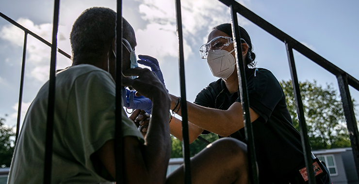 Black man getting tested for COVID-19