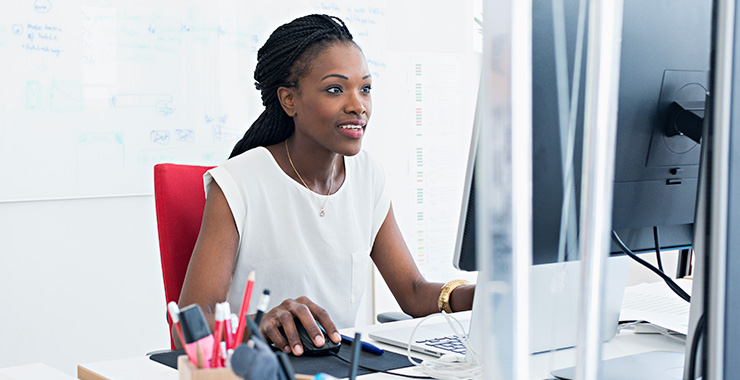 Woman using a computer