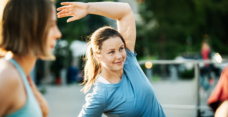 Women exercising outside
