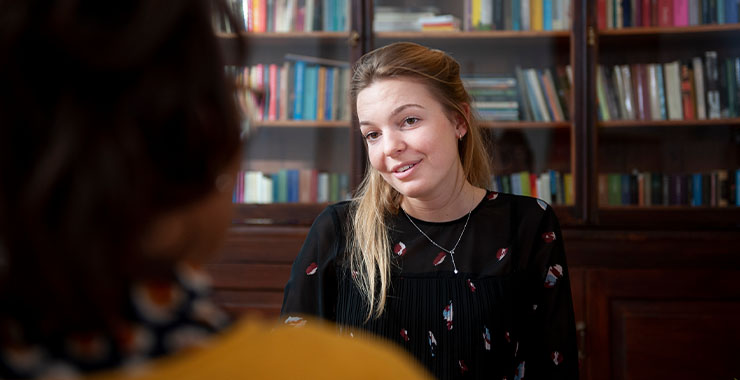 Woman talking with a psychologist