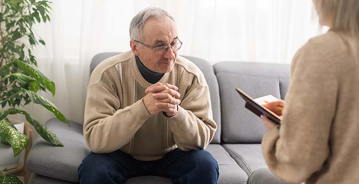 Older adult meeting with psychologist