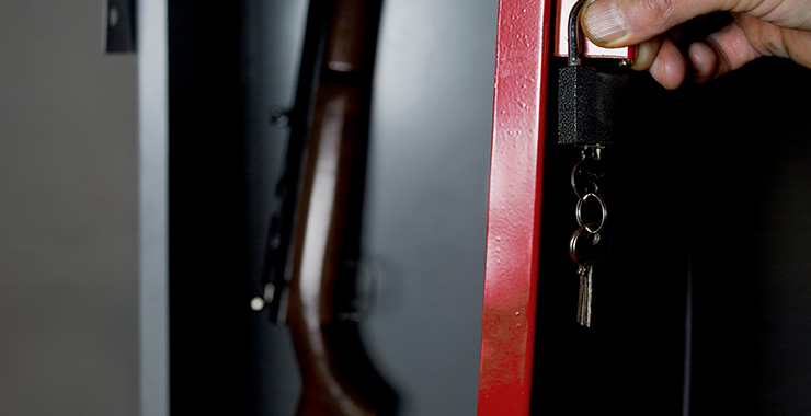 Storing a gun in a safety locker