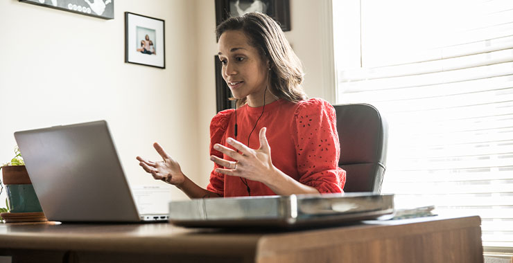 Woman on a laptop video call