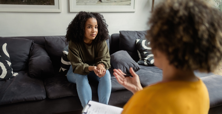 two women talking