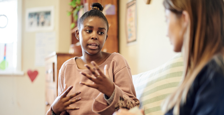 psychologist talking with a child