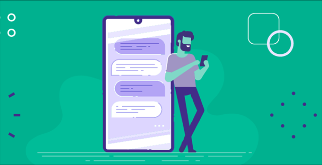illustration of a man leaning on smartphone